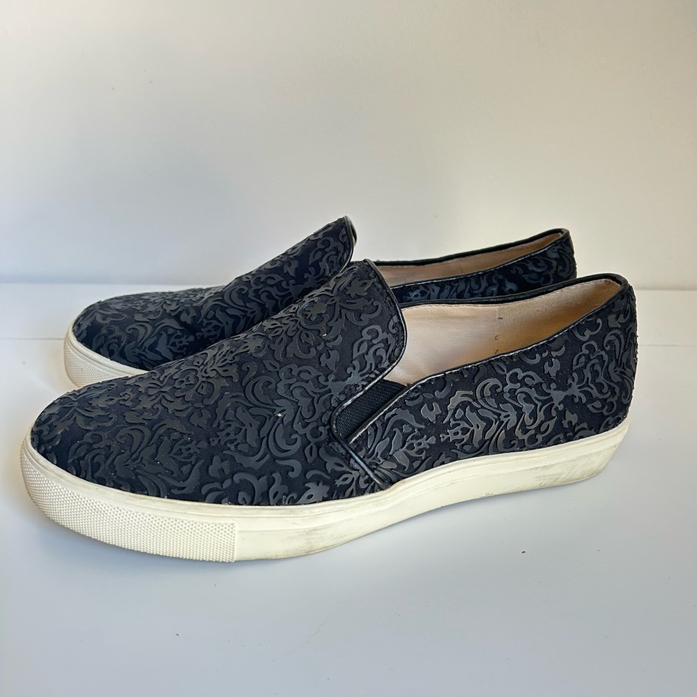 Black Patterned Slip-On Women’s Shoes